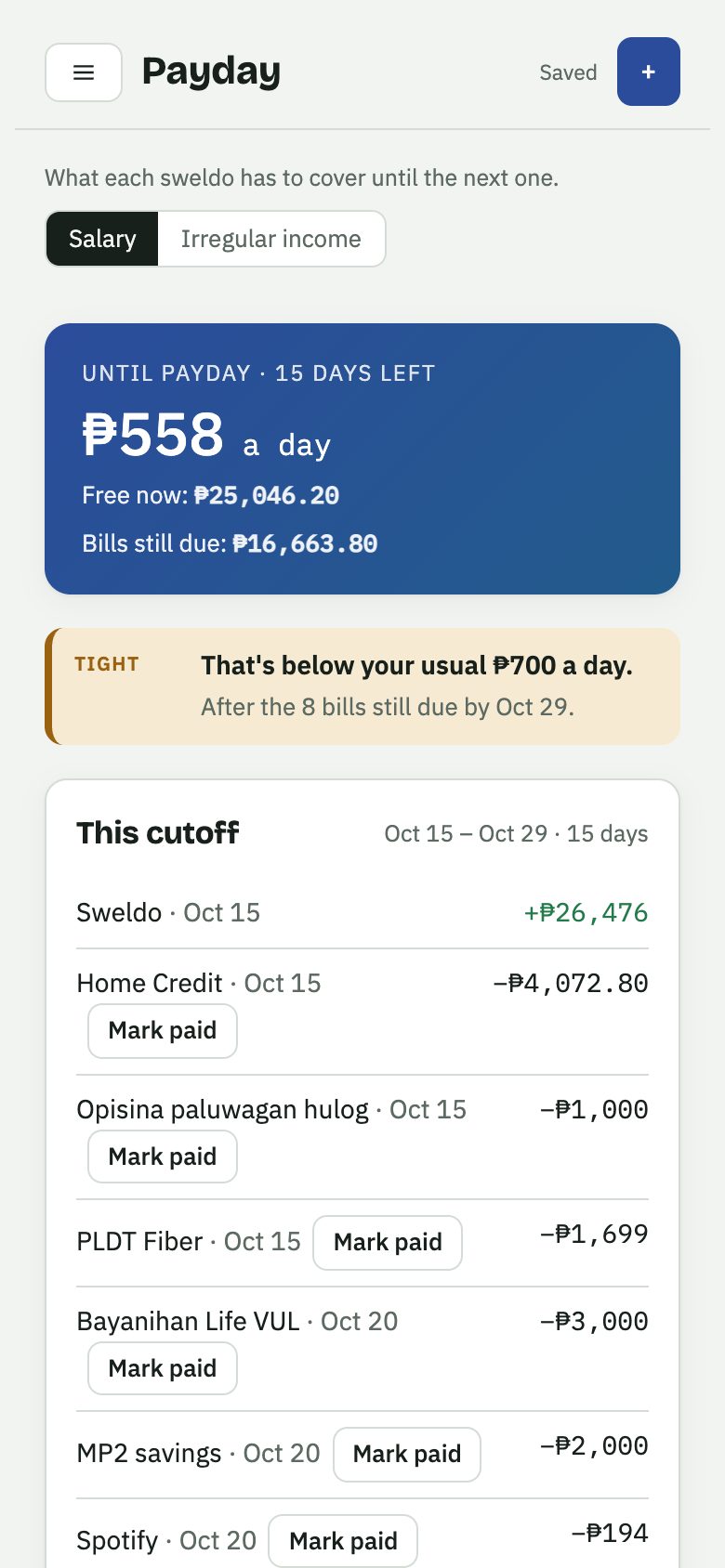 Payday plan