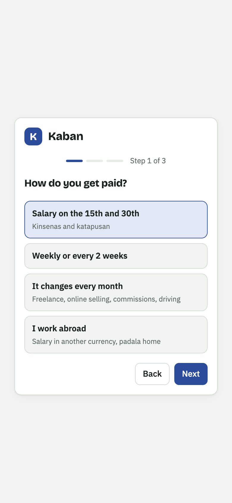 Kaban setup: how do you get paid?